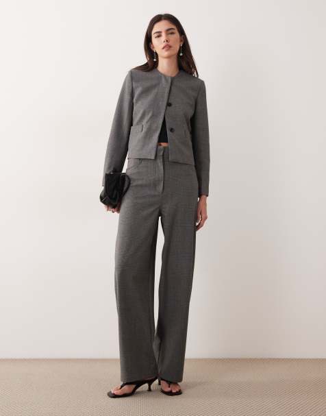 Mango Louis tailored barrel trouser co-ord in grey check - view 1