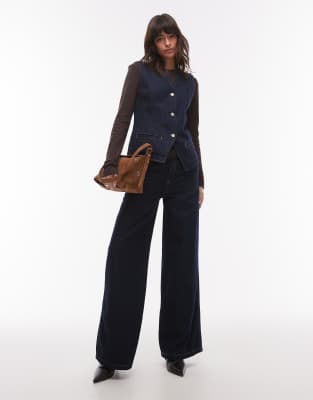 Mango - Louise - Denim-Jeans in dunkelblauer Waschung, Kombiteil