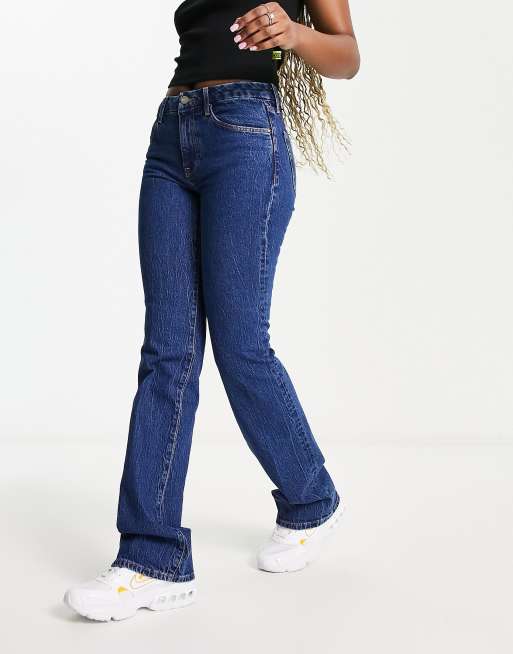 Mango low rise bootcut jeans in light blue denim