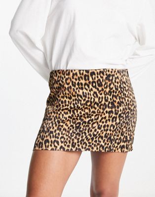 Mango x Camille low rise mini skirt in leopard print