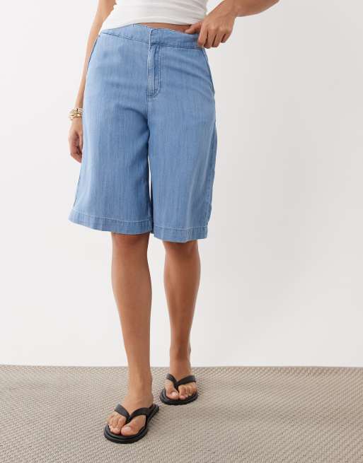 Mango low waist denim short in blue , 3 of 5