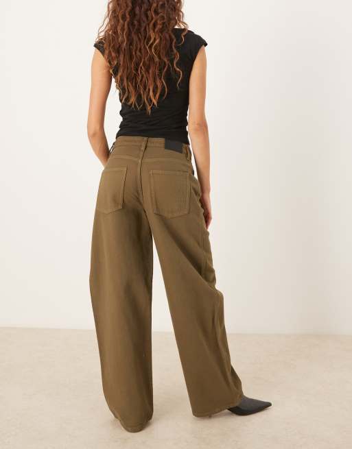 Mango - Lucky - Baggy jeans van 100% katoen in kaki, 3 van 5
