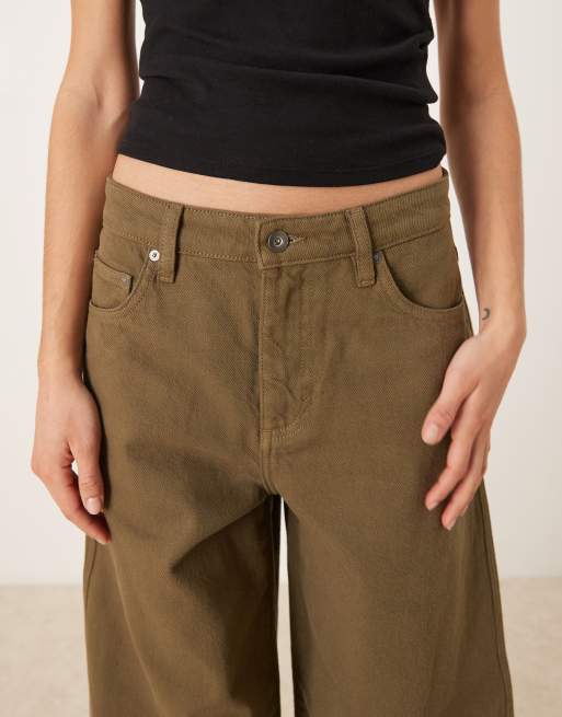 Mango - Lucky - Baggy kakifarvede jeans i 100% bomuld, 4 af 5