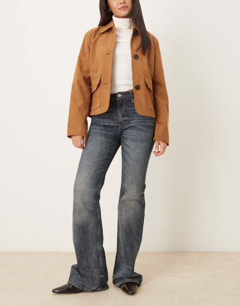 Mango Luna 100% cotton slim flared jean in blue