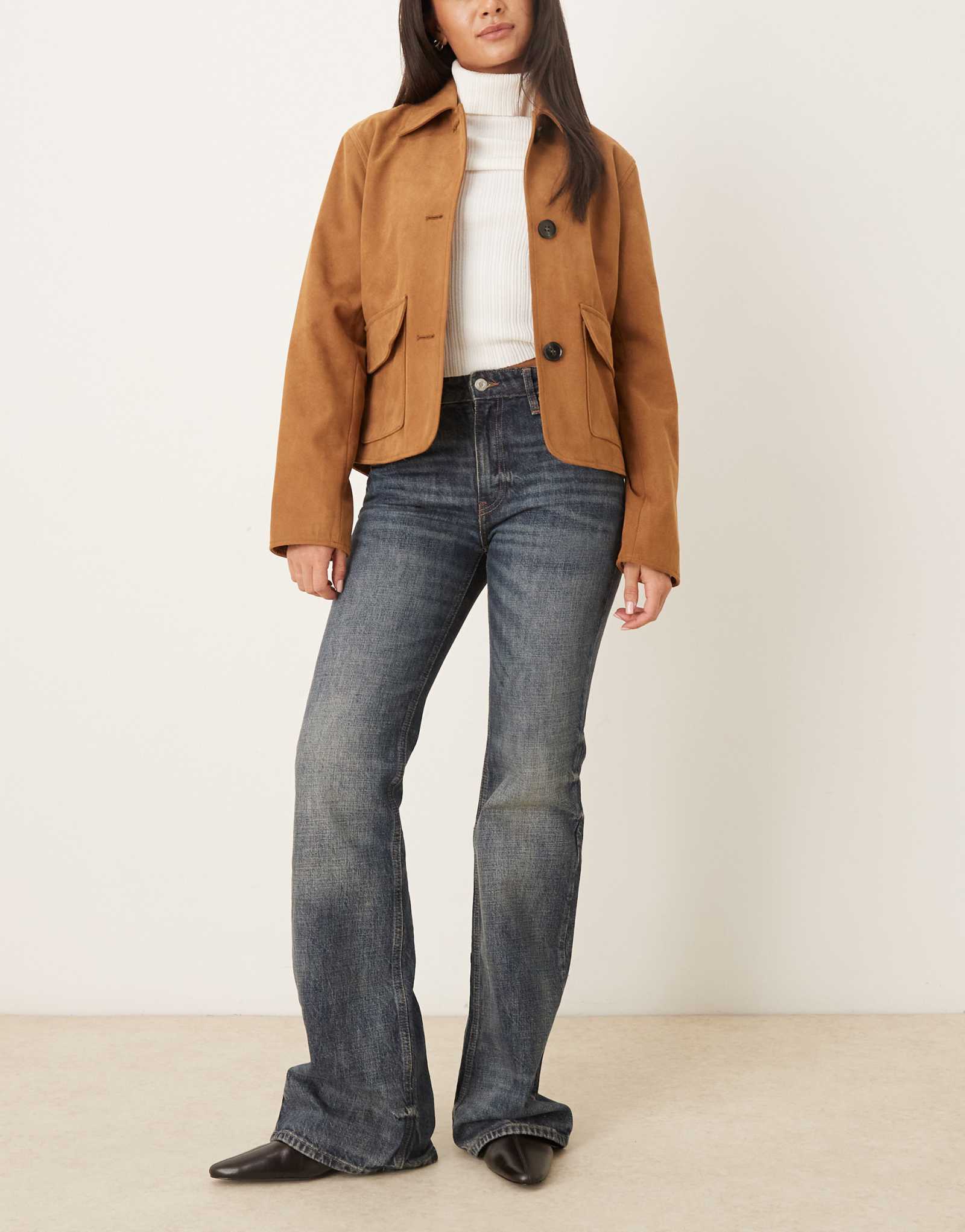 Узкие расклешенные джинсы Mango Luna из 100% хлопка синего цвета