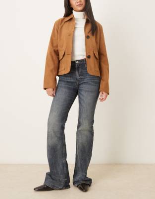 Mango - Luna - Schmale Schlag-Jeans aus 100% Baumwolle in Blau