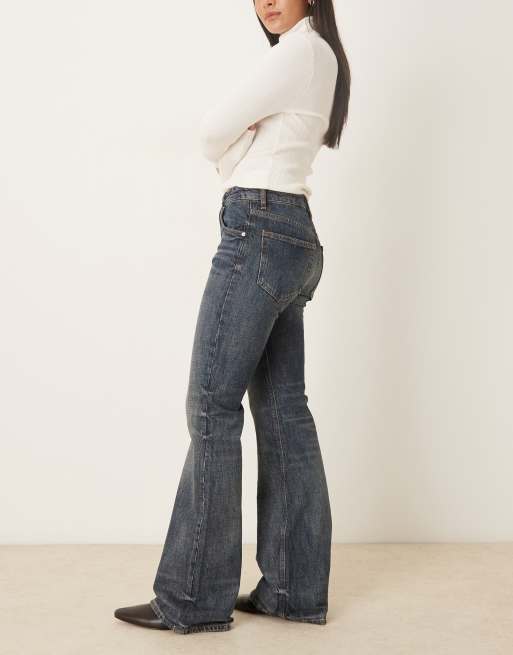 Mango - Luna - Smalle flared jeans van 100% katoen in blauw, 3 van 5