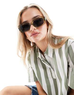 Mango - Lunettes de soleil carrées - Vert clair