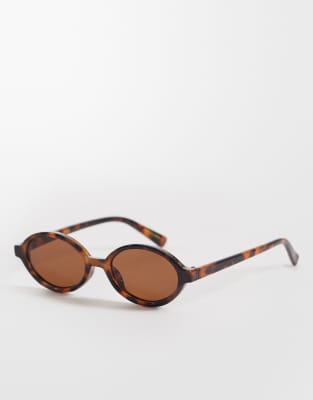 Mango - Lunettes de soleil fines et ovales - Marron écaille de tortue-Brown