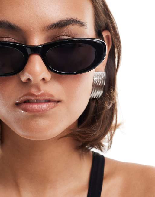 Mango - Lunettes de soleil ovales effet nacré - Noir, 3 de 4