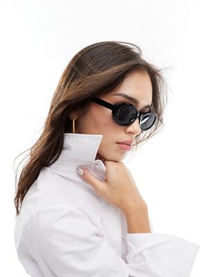 Mango oval sunglasses in black - ASOS Price Checker