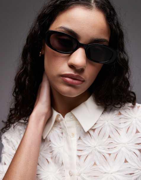 Mango - Lunettes de soleil ovales - Noir - view 1