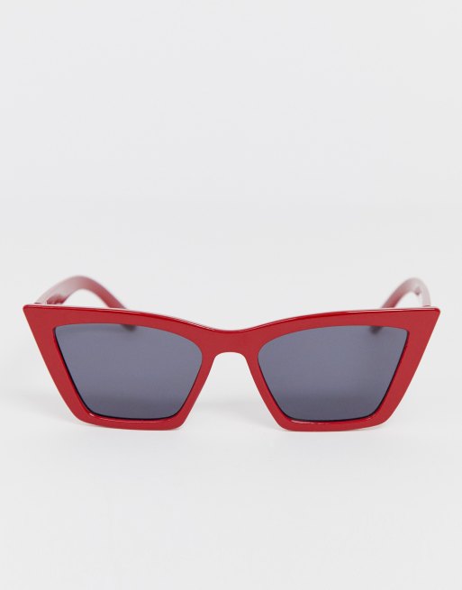 Mango Lunettes De Soleil Yeux De Chat Angulaires Rouge Asos