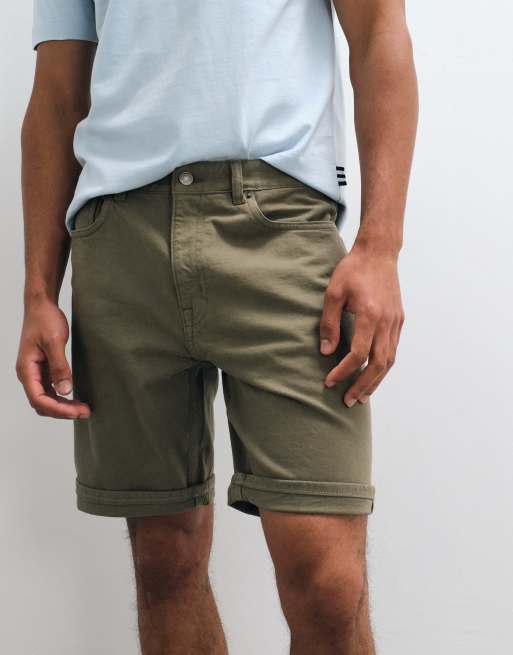 Mango – Luźne jeansowe szorty w kolorze khaki z podwijanymi nogawkami, 2 z 5