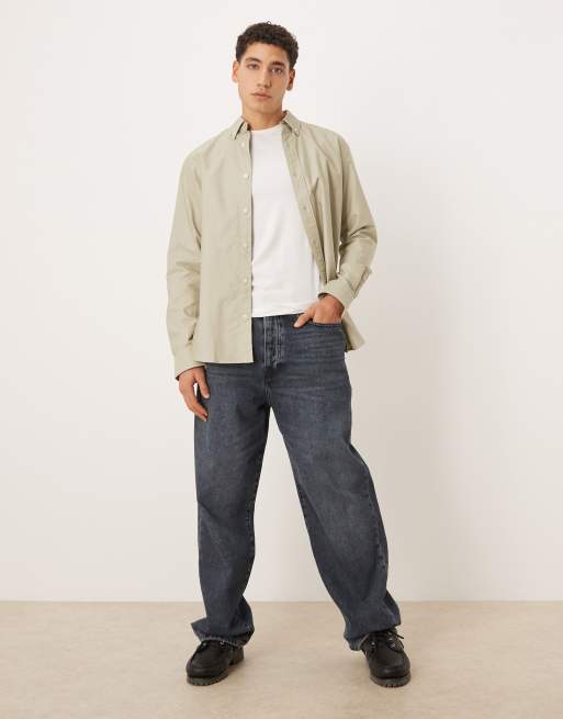 Mango - Lys khaki skjorte i 100% bomuld, 2 af 5