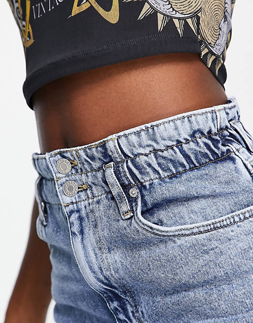 Motley fryser titel Mango - Lyseblå jeans med vide ben og dobbeltknap i taljen | ASOS