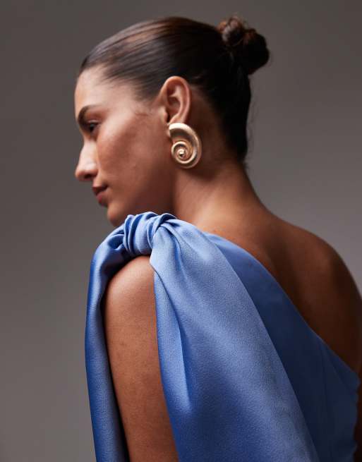 Mango - Lyseblå oneshoulder-minikjole med sløjfedetalje, 3 af 4