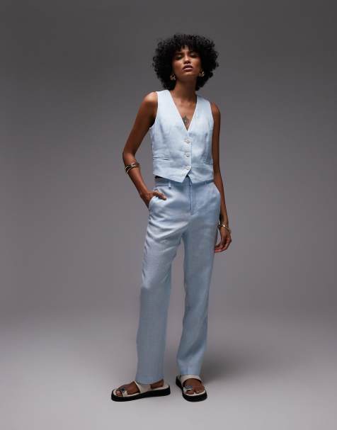 Mango - Lyseblåt jakkesæt i hør - view 1