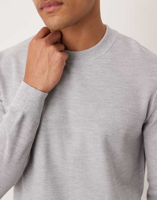 Mango - Lysegrå strikket top med lange ærmer i bomuldsblanding, 5 af 5