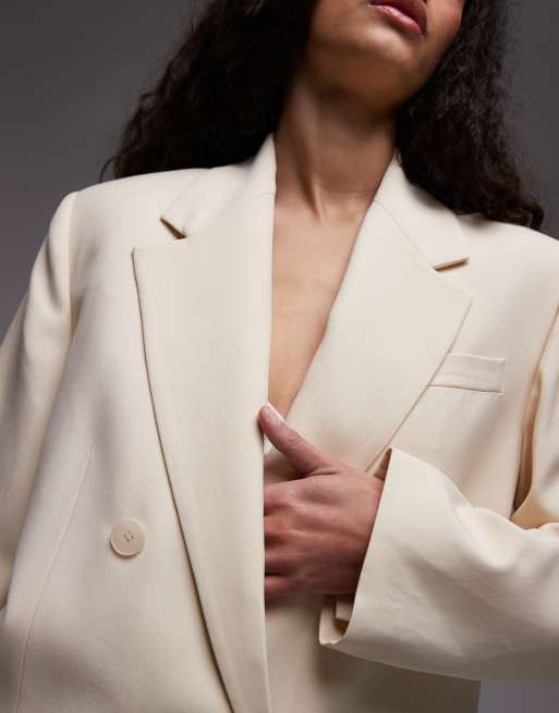 Mango - Lysegul oversized blazer - Del af sæt, 3 af 4