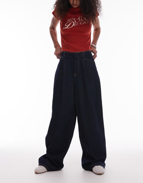 Mango Maddy raw waistband low waisted jean in dark blue