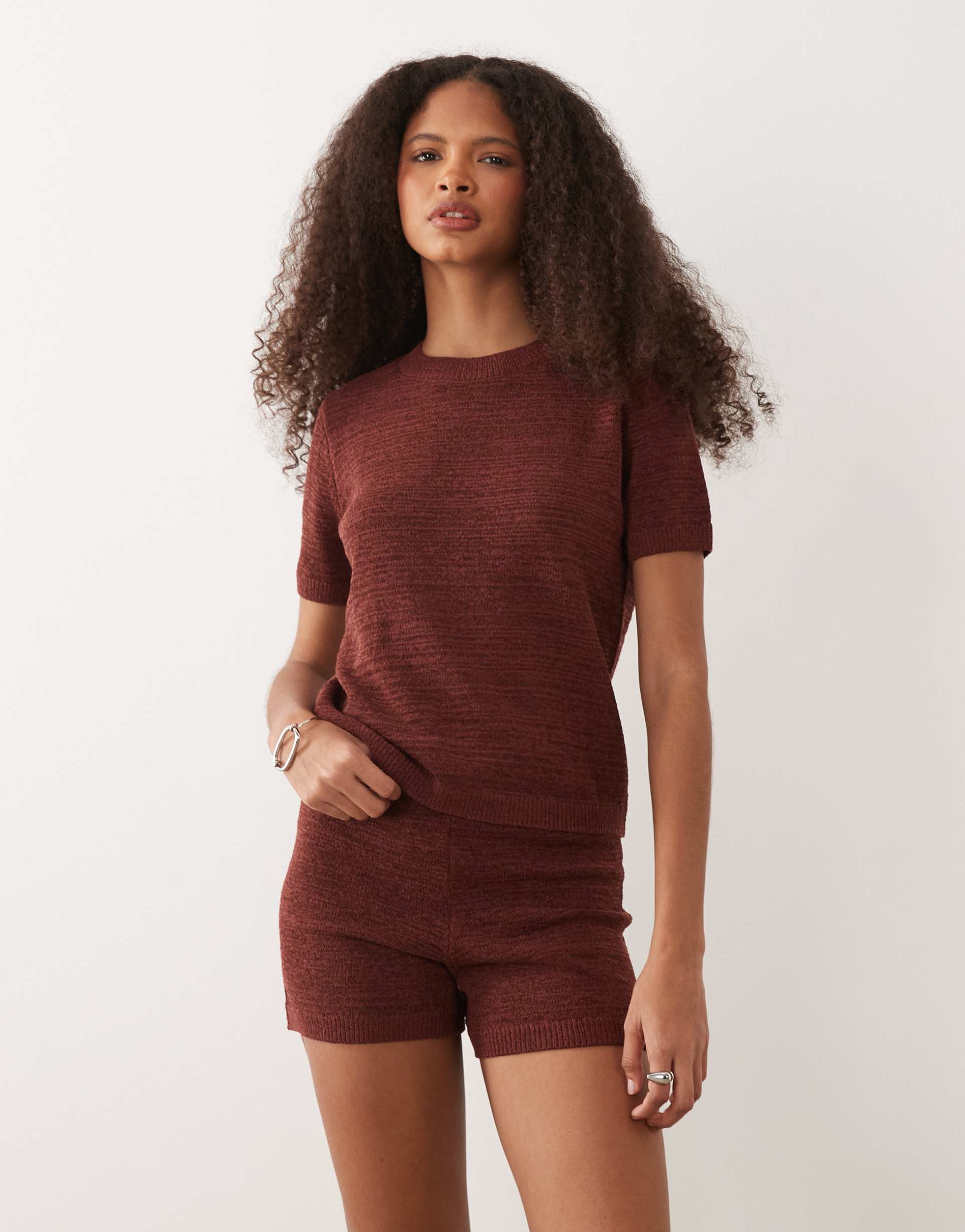 mango madeana knit shorts in orange - part of a set