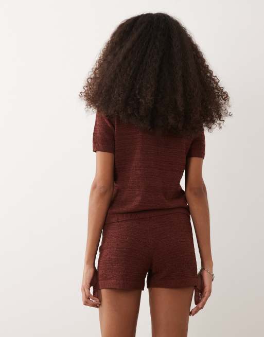 Mango - Madeana - Top a maniche corte in maglia arancione in coordinato, 4 di 4