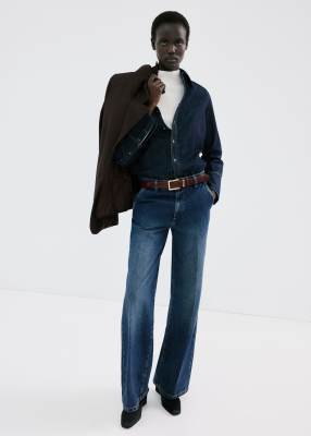 Mango - Mae - Weite Jeans aus reiner Baumwolle in Dunkelblau