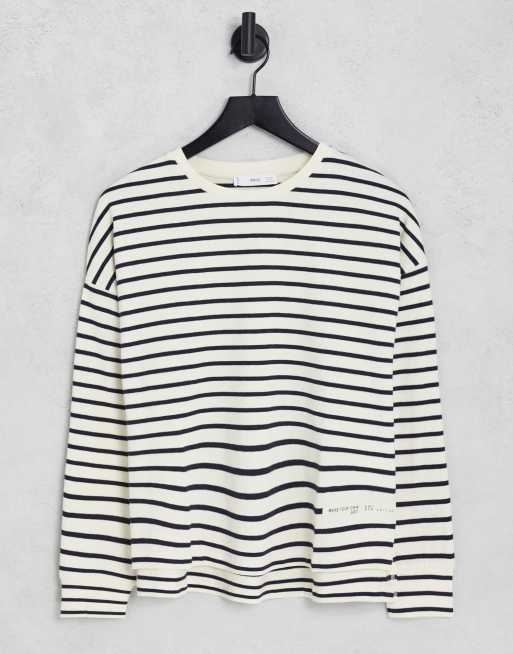 Mango - Maglietta a maniche lunghe a righe blu navy