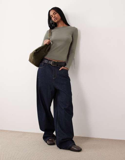 Mango - Maglietta a maniche lunghe kaki a coste, 2 di 4