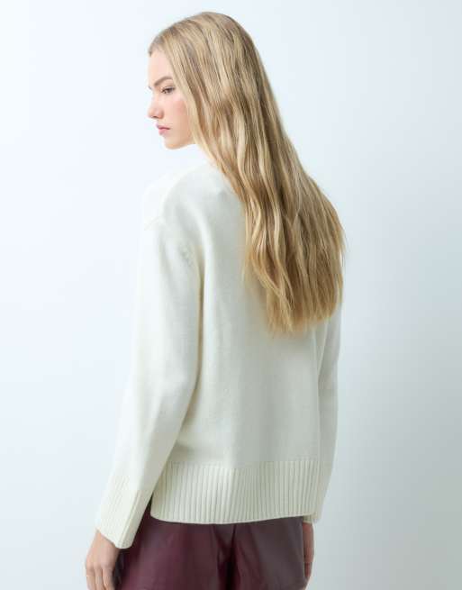Mango maglione a collo alto lavorato a maglia bianco, 2 di 4