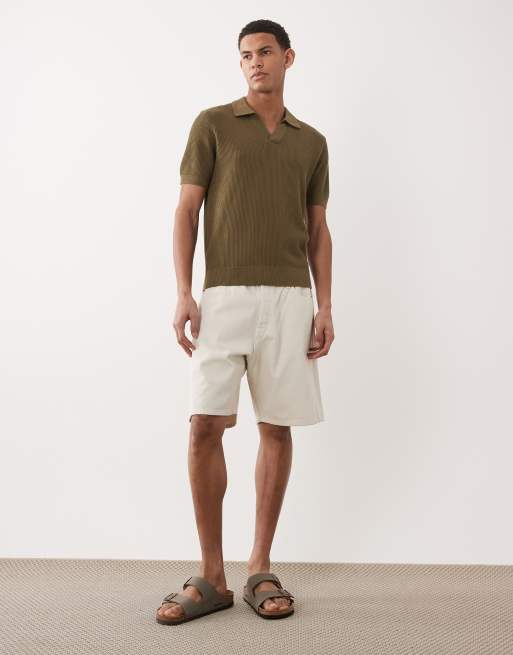 Mango - Maglione a maniche corte in 100% cotone kaki con scollo a rever, 2 di 5