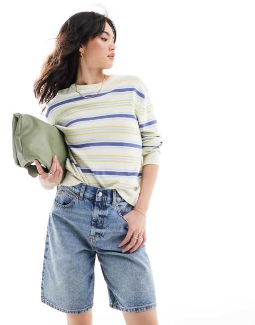 Mango - Maglione a righe estive bianche e gialle