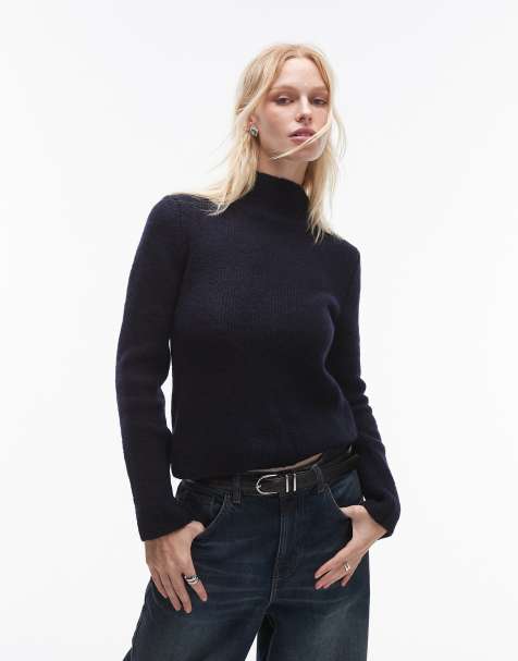 Mango - Maglione accollato blu navy - view 1