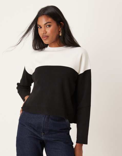 Mango - Maglione bianco con base a contrasto - view 1