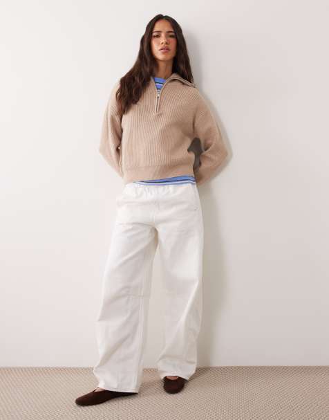 Mango maglione con zip corta marrone - view 1