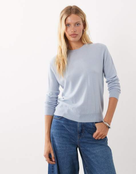 Mango maglione girocollo in lana al 100% azzurro pastello - view 1
