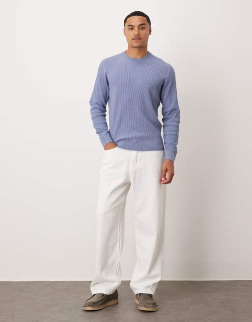 Mango Maglione girocollo in misto cotone blu cielo ASOS