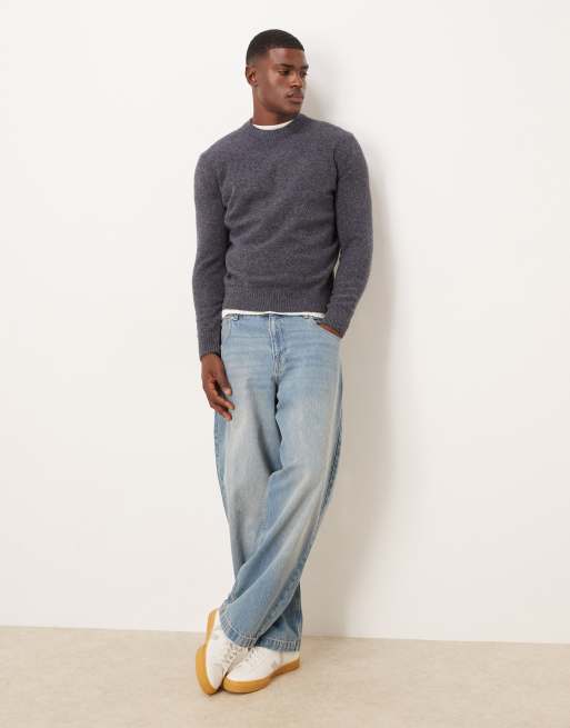 Mango - Maglione girocollo in misto lana blu intenso, 2 di 5