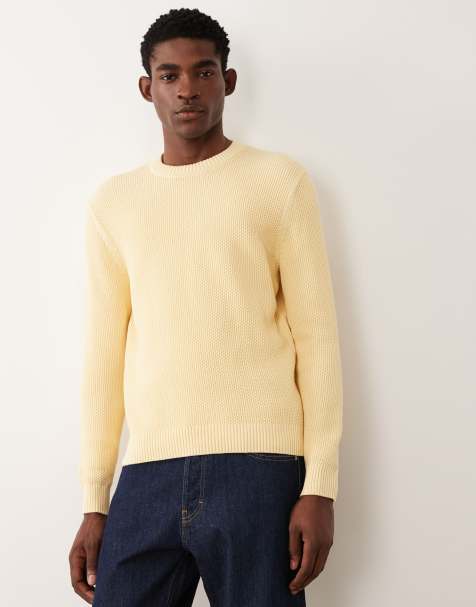 Mango - Maglione girocollo lavorato a nido d'ape giallo burro - view 1
