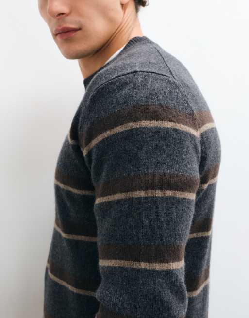 Mango maglione in maglia a righe grigio scuro, 3 di 9