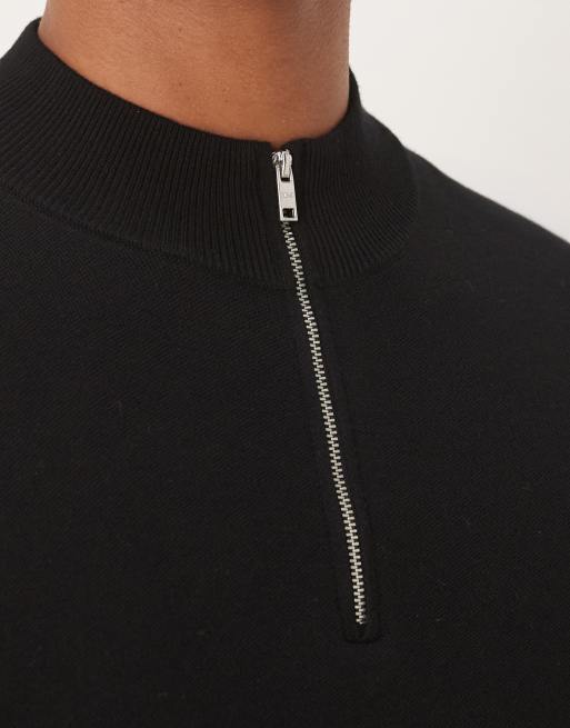 Mango - Maglione in maglia sottile con zip corta nero, 5 di 5