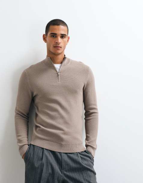 Mango maglione lavorato a maglia con zip corta beige - view 1