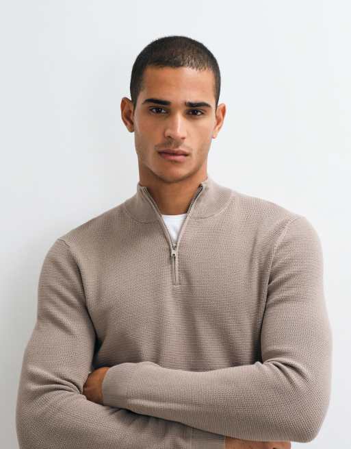 Mango maglione lavorato a maglia con zip corta beige, 3 di 5