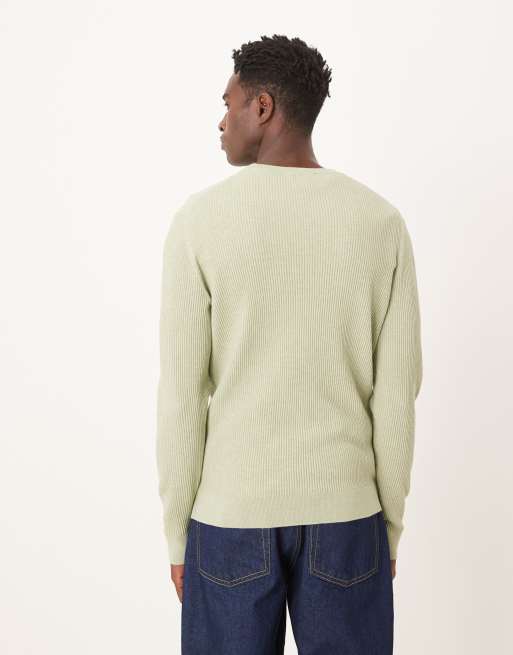 Mango - Maglione lavorato in misto cotone verde pastello, 3 di 5