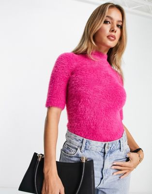 Mango half sleeve knitted jumper in pink - ASOS Price Checker