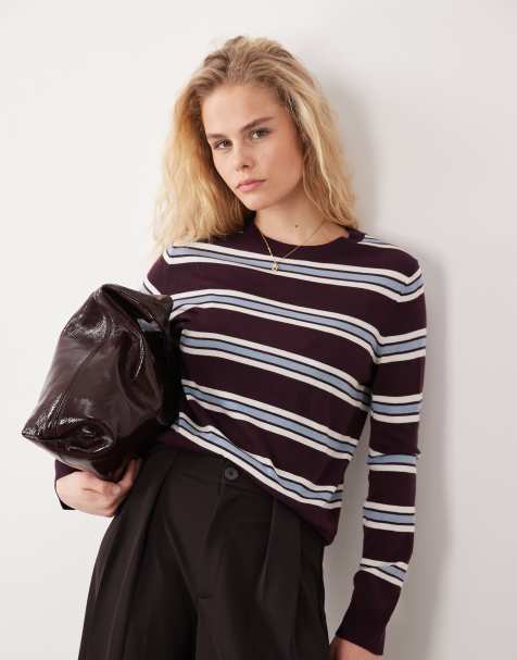 Mango - Maglione leggero a righe bordeaux e blu - view 1