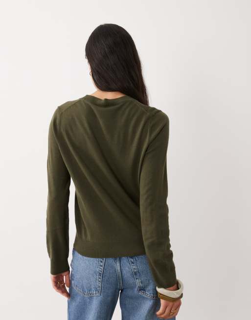 Mango maglione leggero girocollo in khaki, 4 di 4