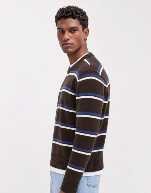 Mango maglione leggero lavorato a maglia a righe marroni, 6 di 10