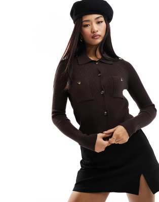 Mango Maglione marrone con bottoni ASOS